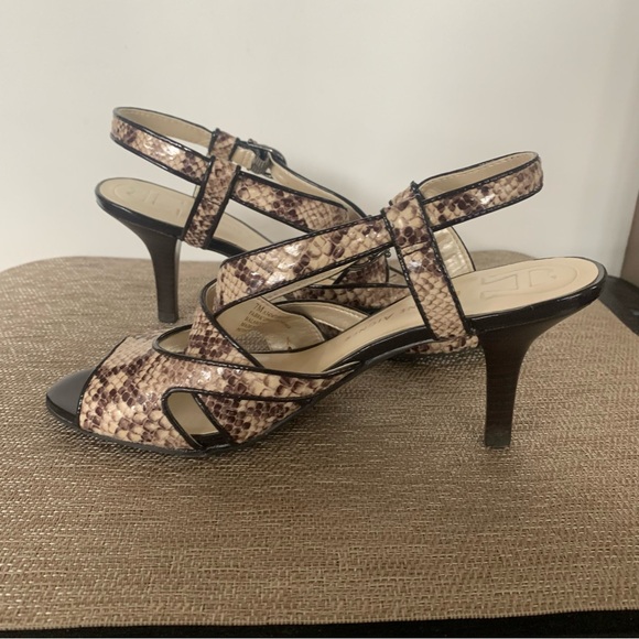 Etienne Aigner Snakeskin Heeled Sandals - Picture 3 of 12